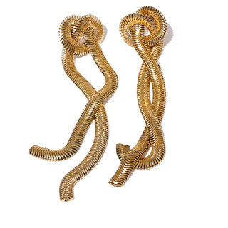 Kalina Kit de Collar y Aretes [Acero Inoxidable 316L] [Lazos y Borlas] [Baño de Oro 16K] | LIULI'S Joyería