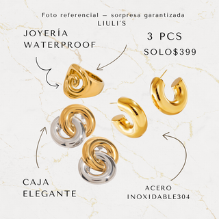 VERANO Kit Aretes Collar Pulsera para Uso diario Acero inoxidable 316L LIULIS JOYERIA