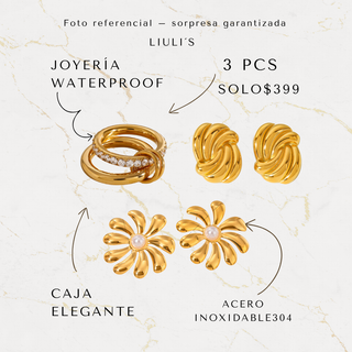 VERANO Kit Aretes Collar Pulsera para Uso diario Acero inoxidable 316L LIULIS JOYERIA