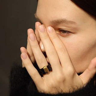 Falan Anillo Latón de Alta Calidad con Goteo de Esmalte joyería