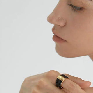 Falan Anillo Latón de Alta Calidad con Goteo de Esmalte joyería