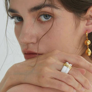 Falan Anillo Latón de Alta Calidad con Goteo de Esmalte joyería