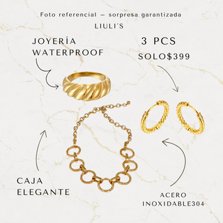 VERANO Kit Aretes Collar Pulsera para Uso diario Acero inoxidable 316L LIULIS JOYERIA
