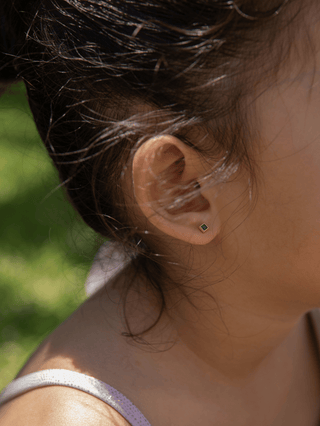 Momo Aretes Piercing [Plata 925] [5 Capas de Oro 22K] joyería