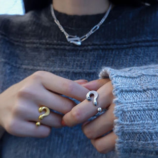 Wen Anillo De Forma de Signo de Interrogación joyería